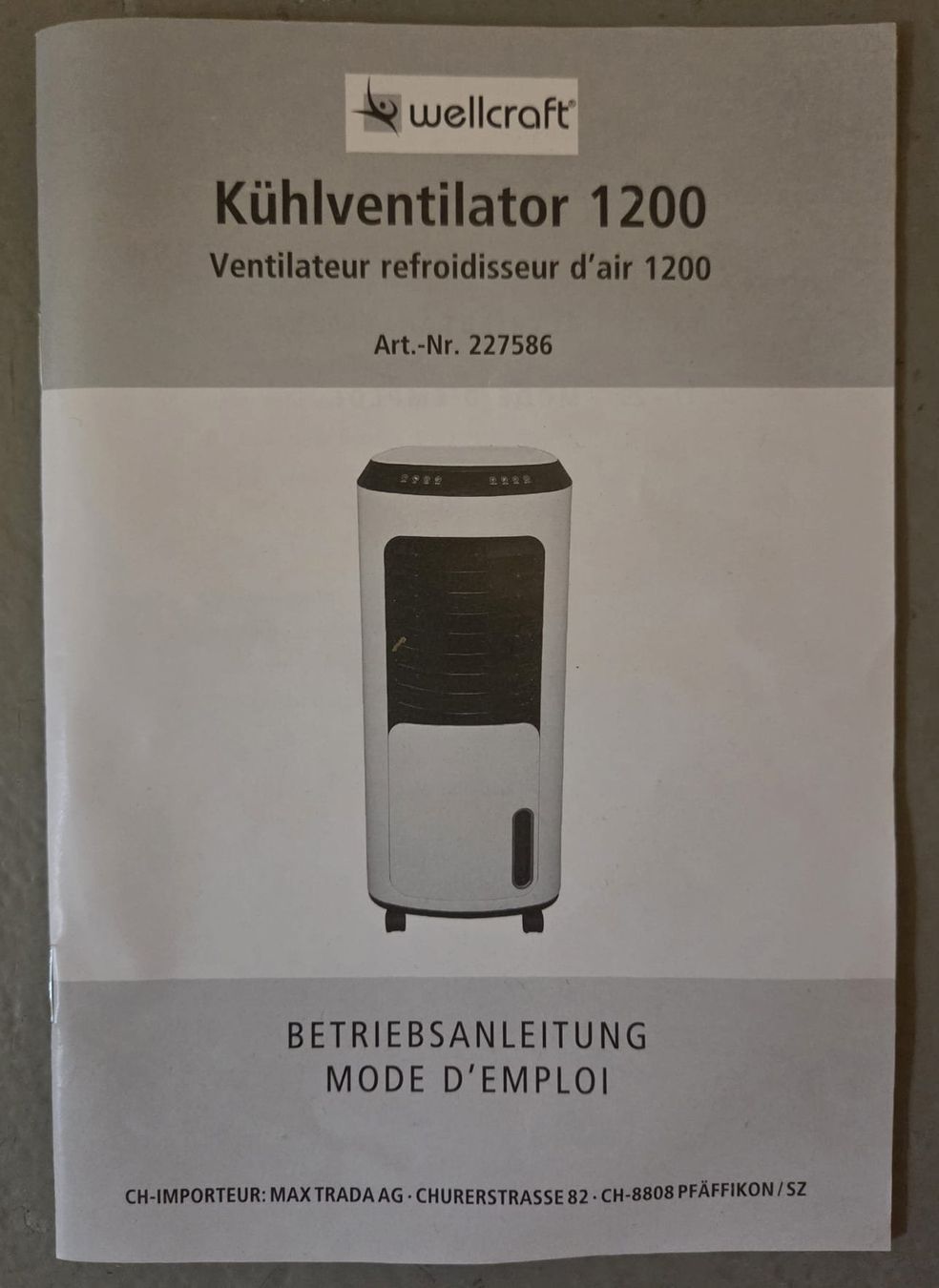 Wellcraft Ventilatori: Wellcraft Kühlventilator 1200 – Luftkühler mit Wassertank – Usato da Zürich venduto da TrainerX 1