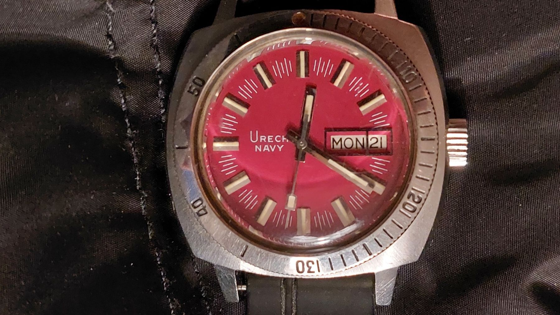 Uhren: Urech Navy Diver Automatic 70er Vintage rot – Gebraucht aus Oberdiessbach von wasserfreak 5
