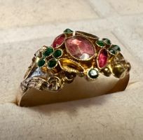 Antiker Gold-Ring 18K mit Farbsteinen