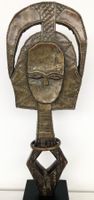 XXL alte Mahongwe Figur Gabun Metall beschlagen Höhe 46 cm