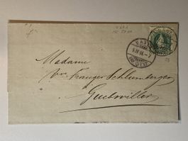 Schweiz 1886, Z67A, Mi 59XA, Basel, 5.IV.86/ Gebweiler 8-12