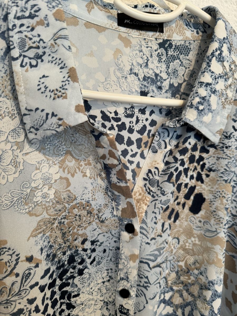 Blusen: m.collection Bluse hellblau braun Gr. 54 / 56 / XXL – Gebraucht aus Fislisbach von KolibriSecondhand 2