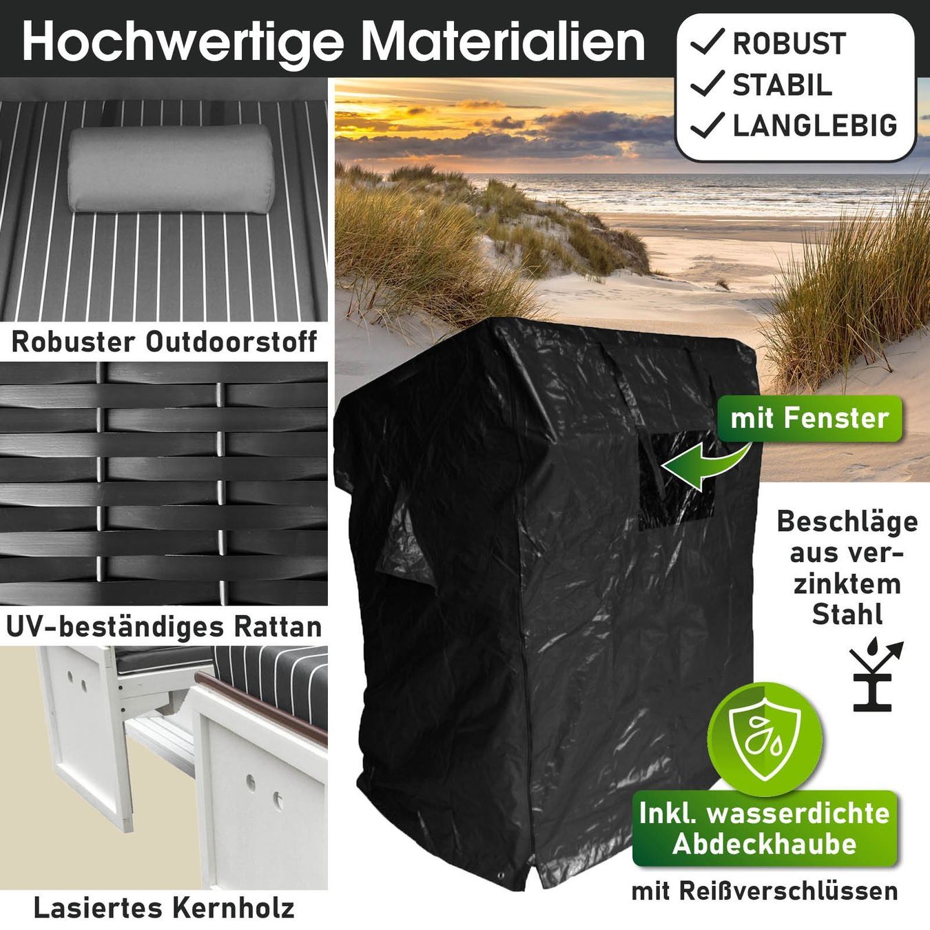 Sedie a sdraio: Strandkorb 3-Sitzer + Schutzhülle - Hellblau/Gestreift – Nuovo e nell'imballaggio originale da Wallenwil venduto da toesstal-vertrieb 6