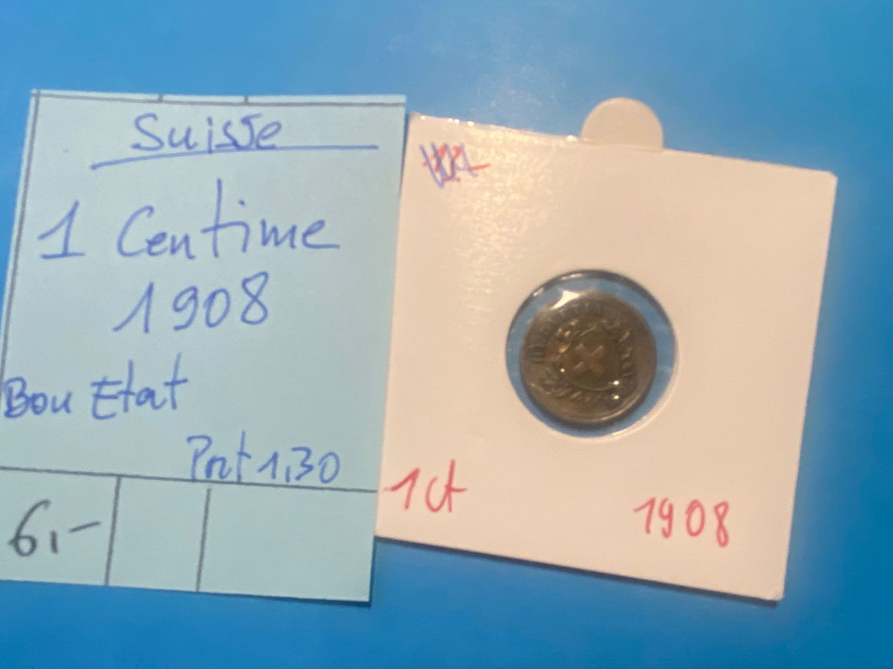 Alle Münzen: SUISSE - 1 CENTIME 1908- BON ETAT – Gebraucht aus genève von GEnumist
