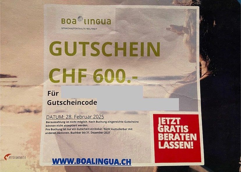 Buoni: Boa lingua Gutschein 600.- – Nuovo (secondo la descrizione) da Ebersecken venduto da man_8rw8