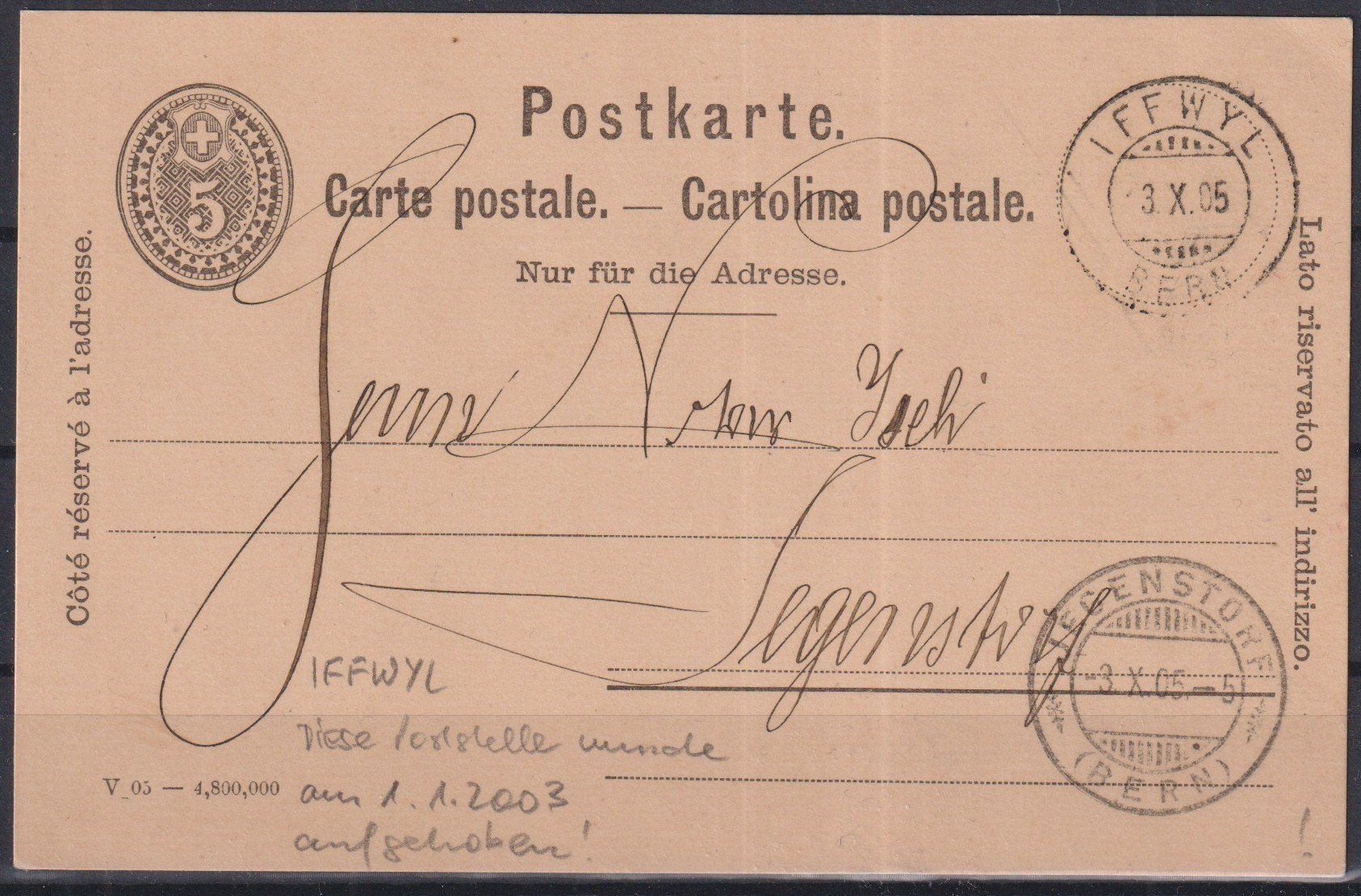 Tutti i francobolli: C56) Postkarte Stempel Iffwil – Usato da Claro venduto da Chanty7
