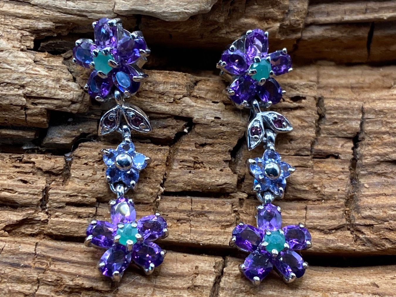 Orecchini pendenti & Orecchini a lobo: Ohrstecker mit Amethyst und Tanzanit – Nuovo (secondo la descrizione) da Luzern venduto da S.Kern01 1