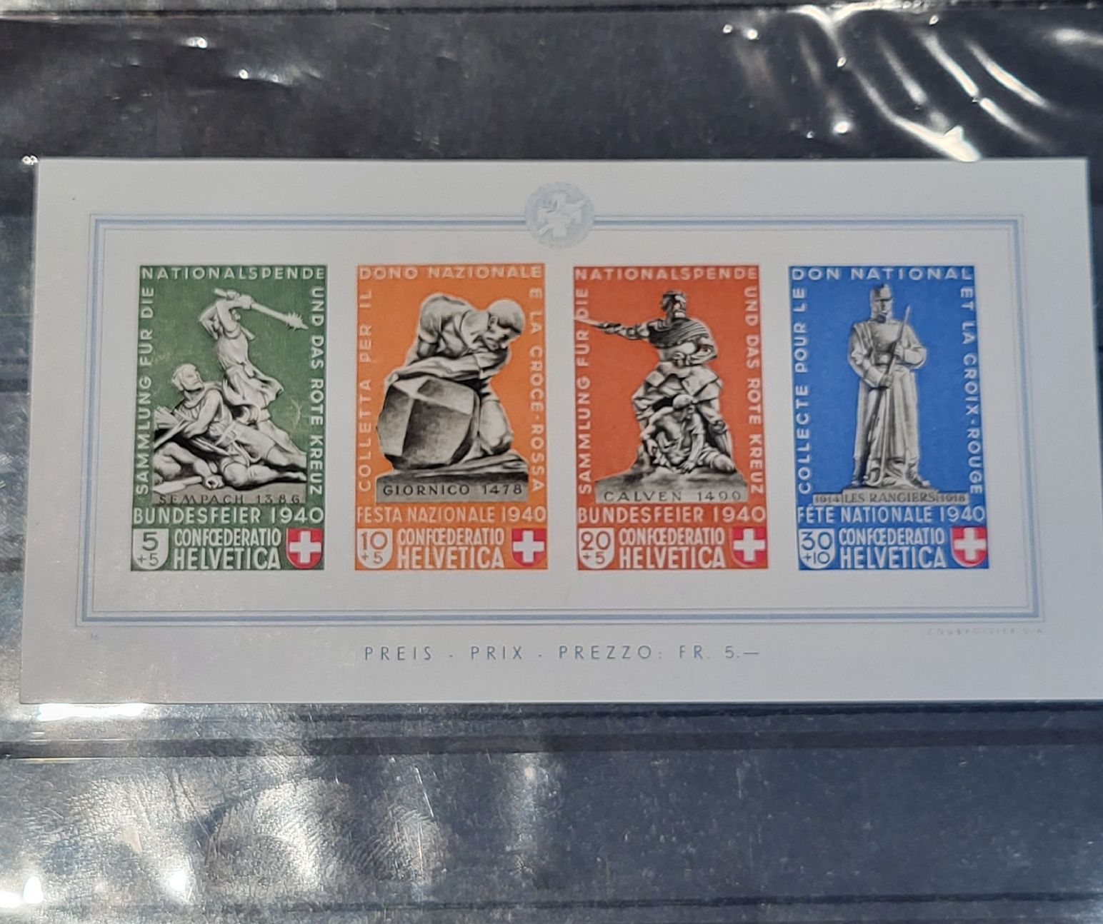 Tutti i francobolli: Pro Patria Bundesfeierblock 1940 postfrisch – Nuovo (secondo la descrizione) da Sargans venduto da Macla4