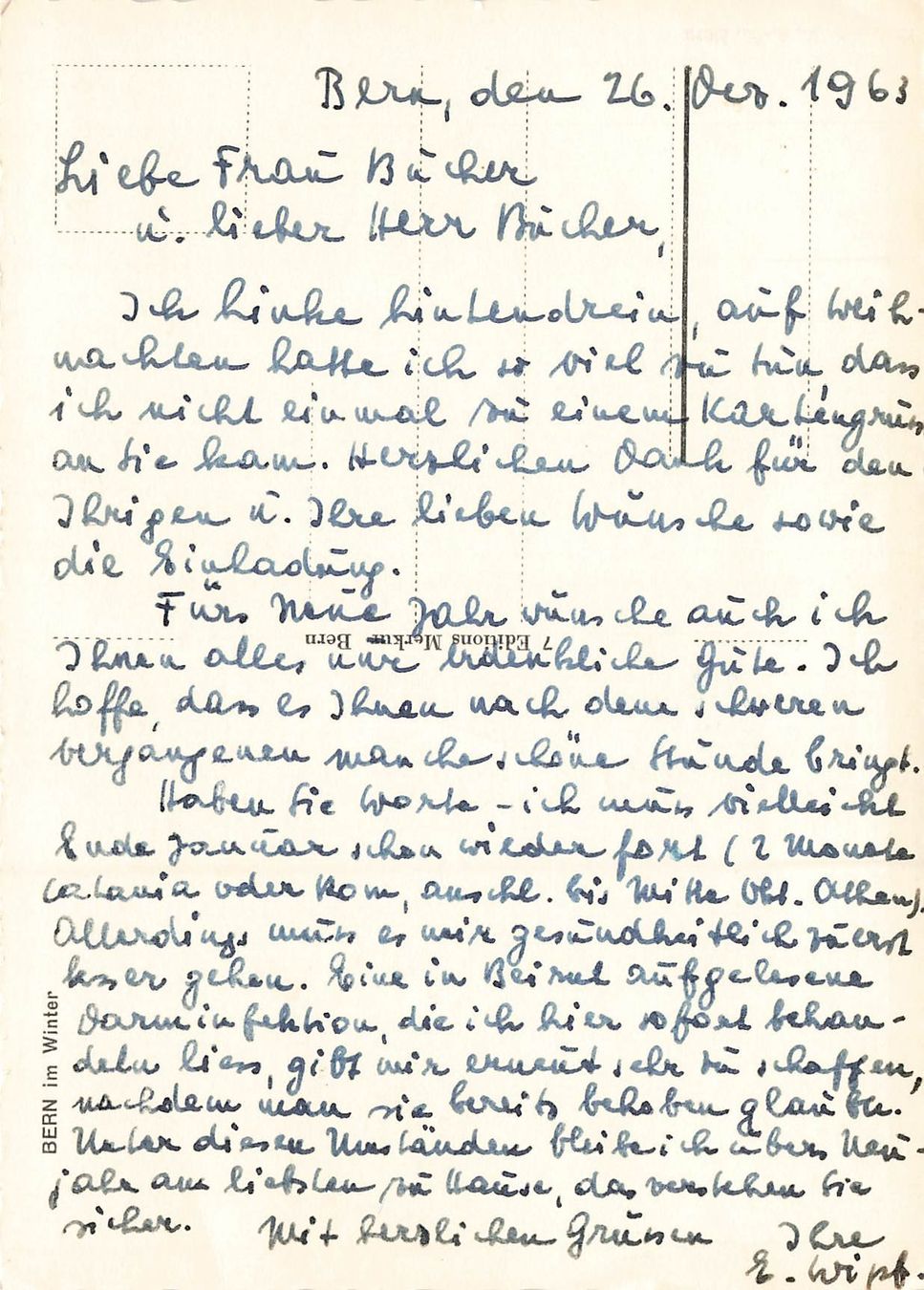 Ansichtskarten: Bern im Winter – Gebraucht aus Schwyz von Seffi56 1