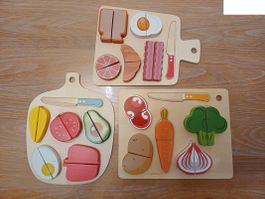 Aliments À Découper: 3 Modèles Assortis En Bois ( NEUF )