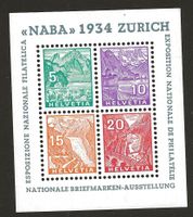 Schweiz 1934 Zürich NABA Block mit Falz  Katalog 450.-