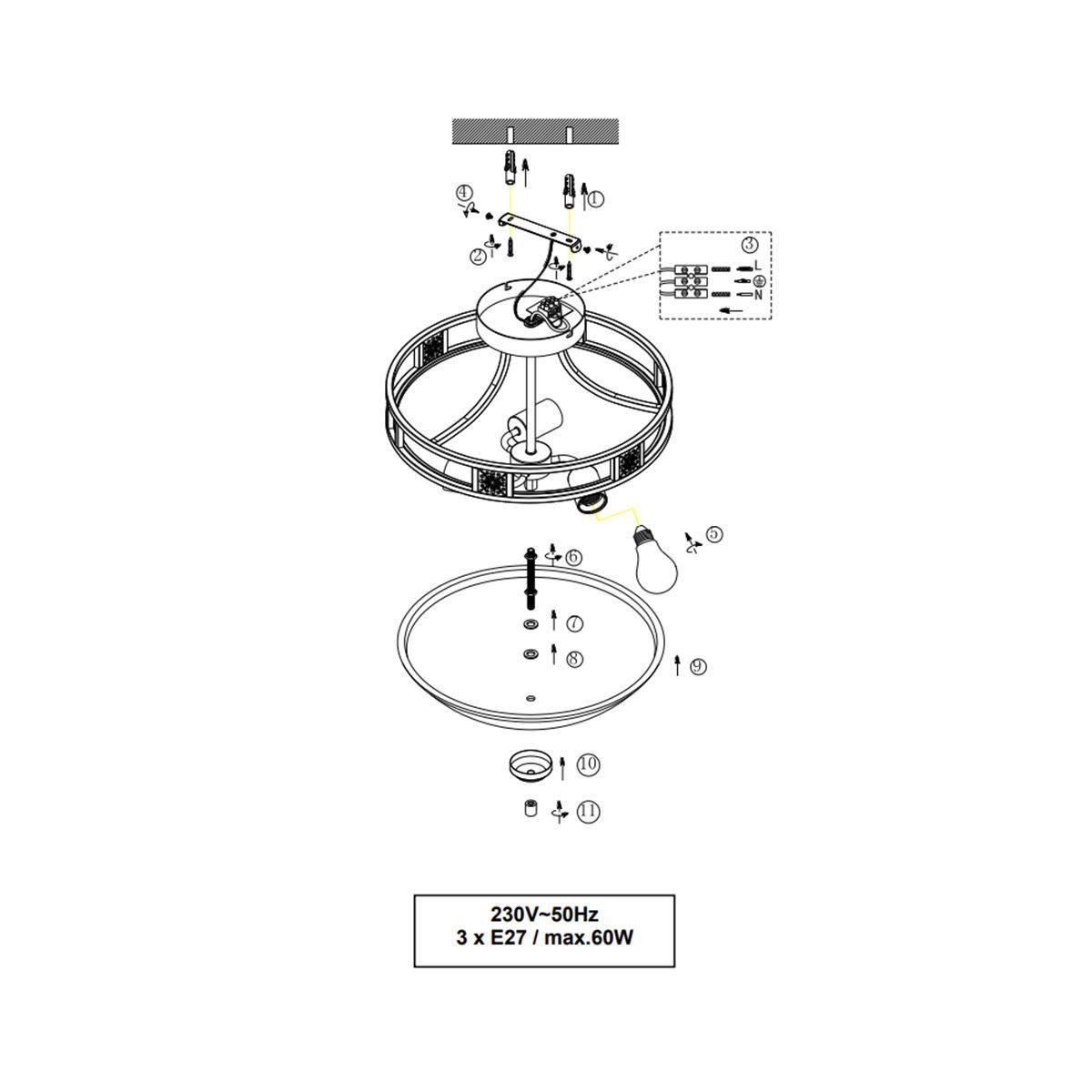 Lampadari & plafoniere: Deckenleuchte, Antik, Glas, 42 cm Ø – Nuovo (secondo la descrizione) da Kreuzlingen venduto da Smart-Light 2