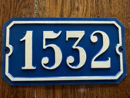 LOT mit 10 Nummern-Schilder, blau/weiss, Vintage Stil, Neu!