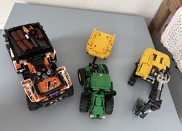 Lego Set mit Traktor, Bagger und Geländefahrzeug