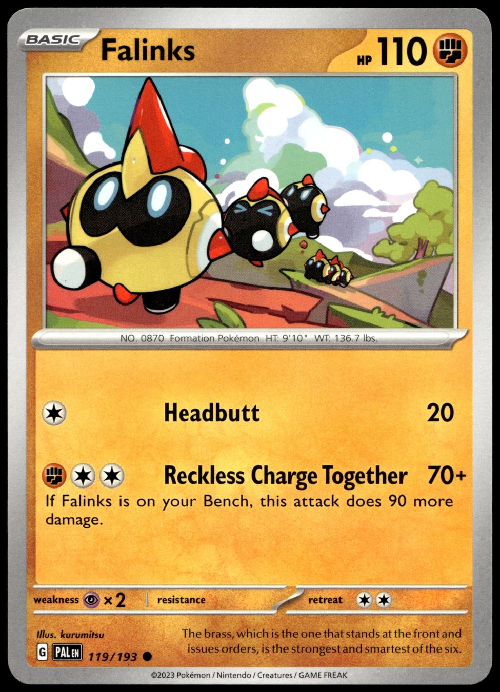 Pokémon Sammelbilder & Trading cards: Pokémon Falinks 119/193   SV02 Paldea Evolved – Gebraucht aus Le Mouret von PokemonCards_CH