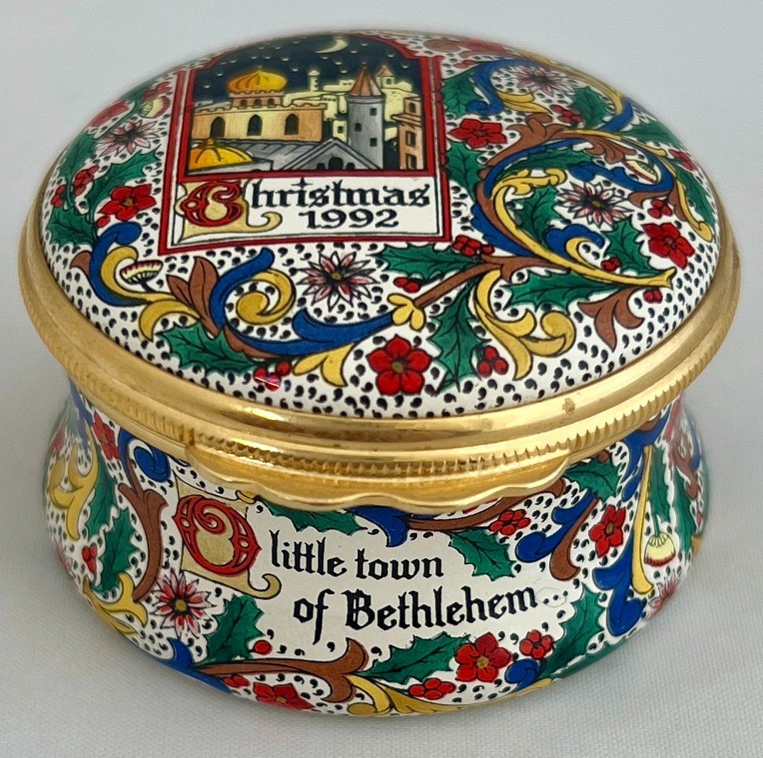 Contenitori & Simili: Halcyon Days Enamels, handbemaltes Weihnachtsdöschen, 1992 – Usato da Zürich venduto da Drahtzug 1