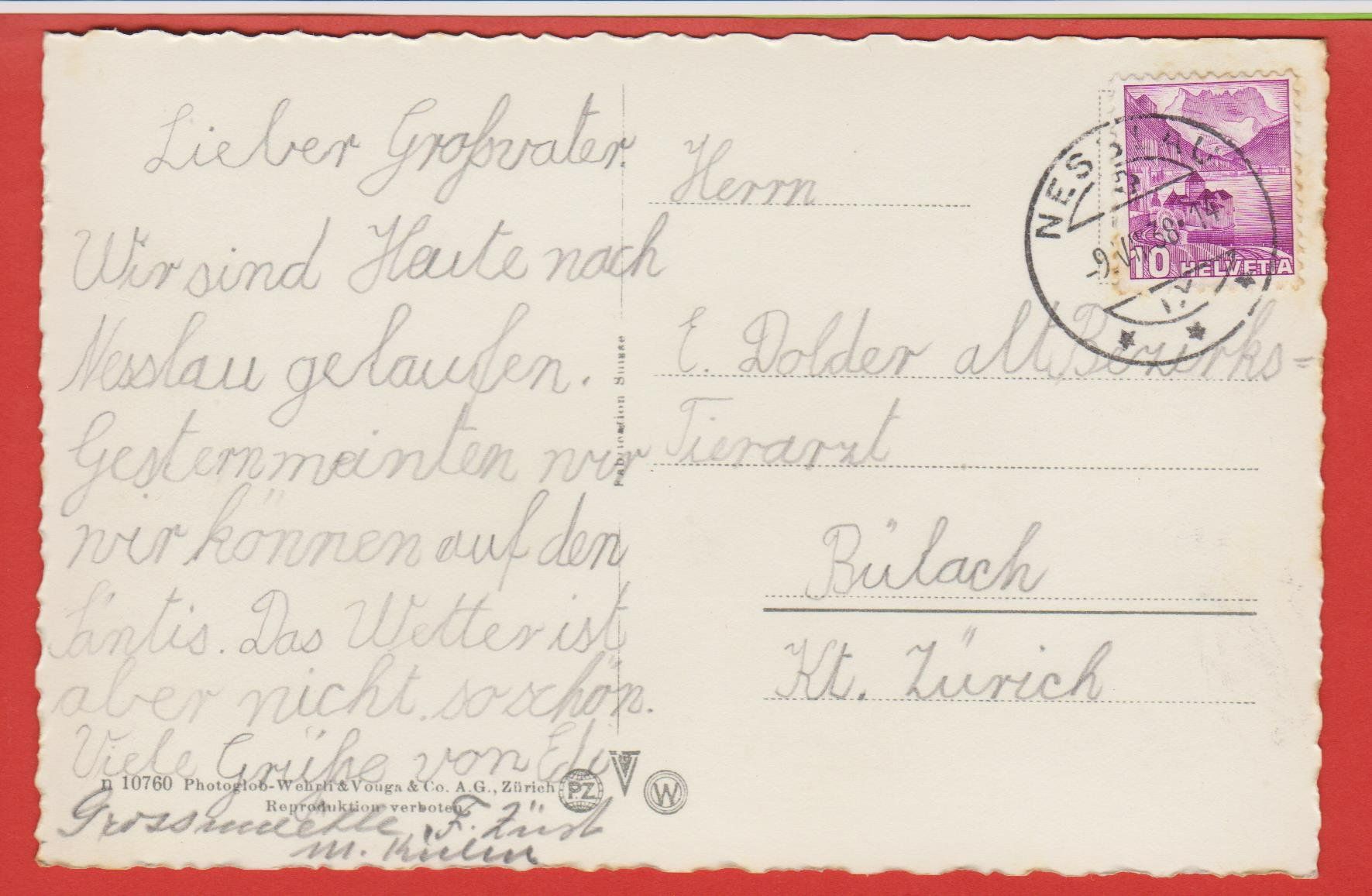 Cartoline postali: Nesslau -  alte Ansichtskarte 1930er-Jahre – Usato da Vitznau venduto da Ropaku 1