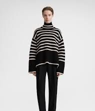 TOTEME Stockholm Striped Turtleneck, XS, Wool Blend.