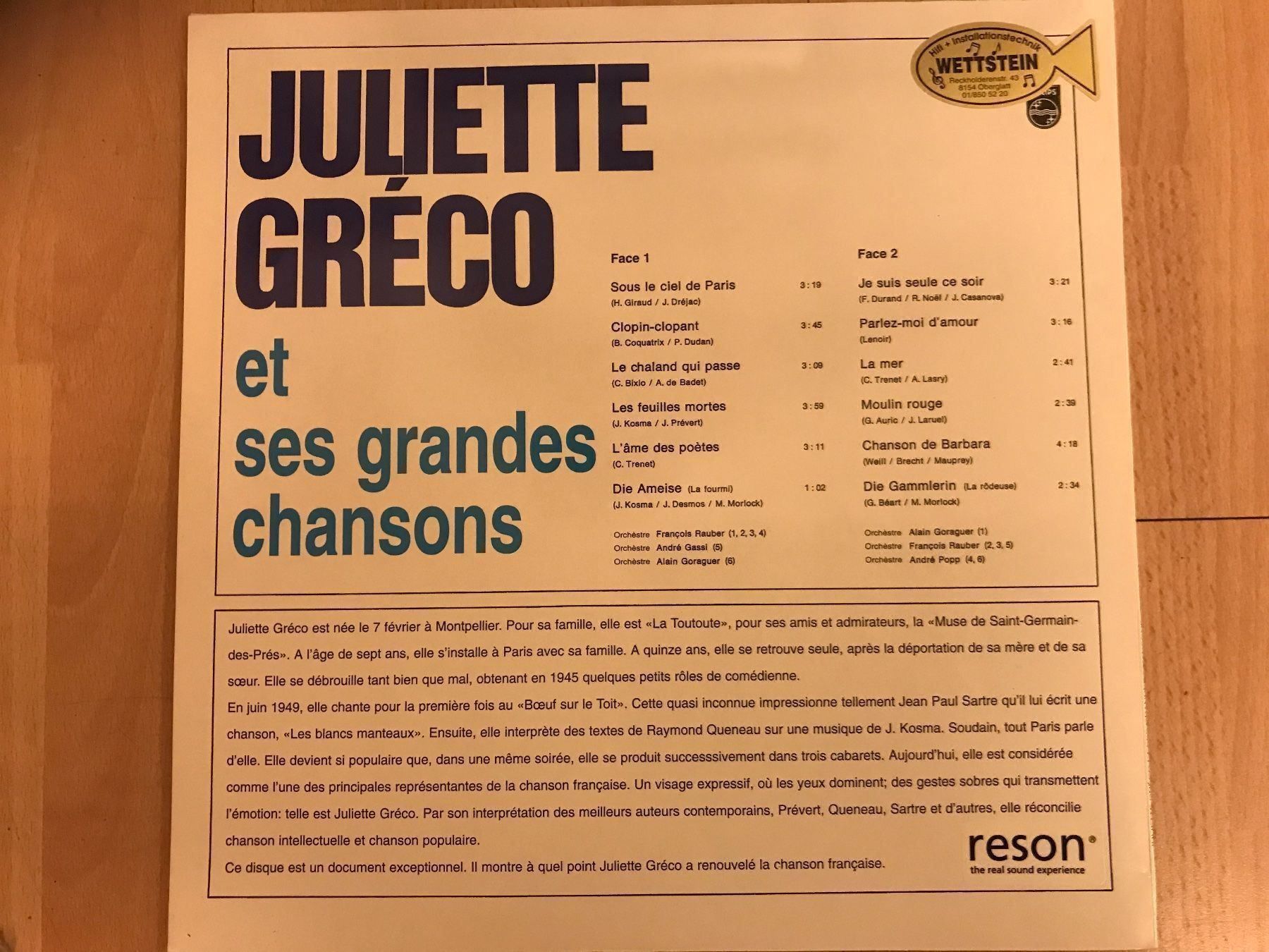 Dischi in vinile: Audiophile   JULIETTE  GRÈCO – Nuovo (secondo la descrizione) da Kloten venduto da Roehrenboutique 1