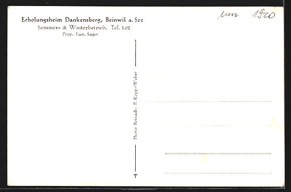Cartoline postali: Beinwil a. See, Erholungsheim Dankensber – Usato da Berlin venduto da bartko-reher 1