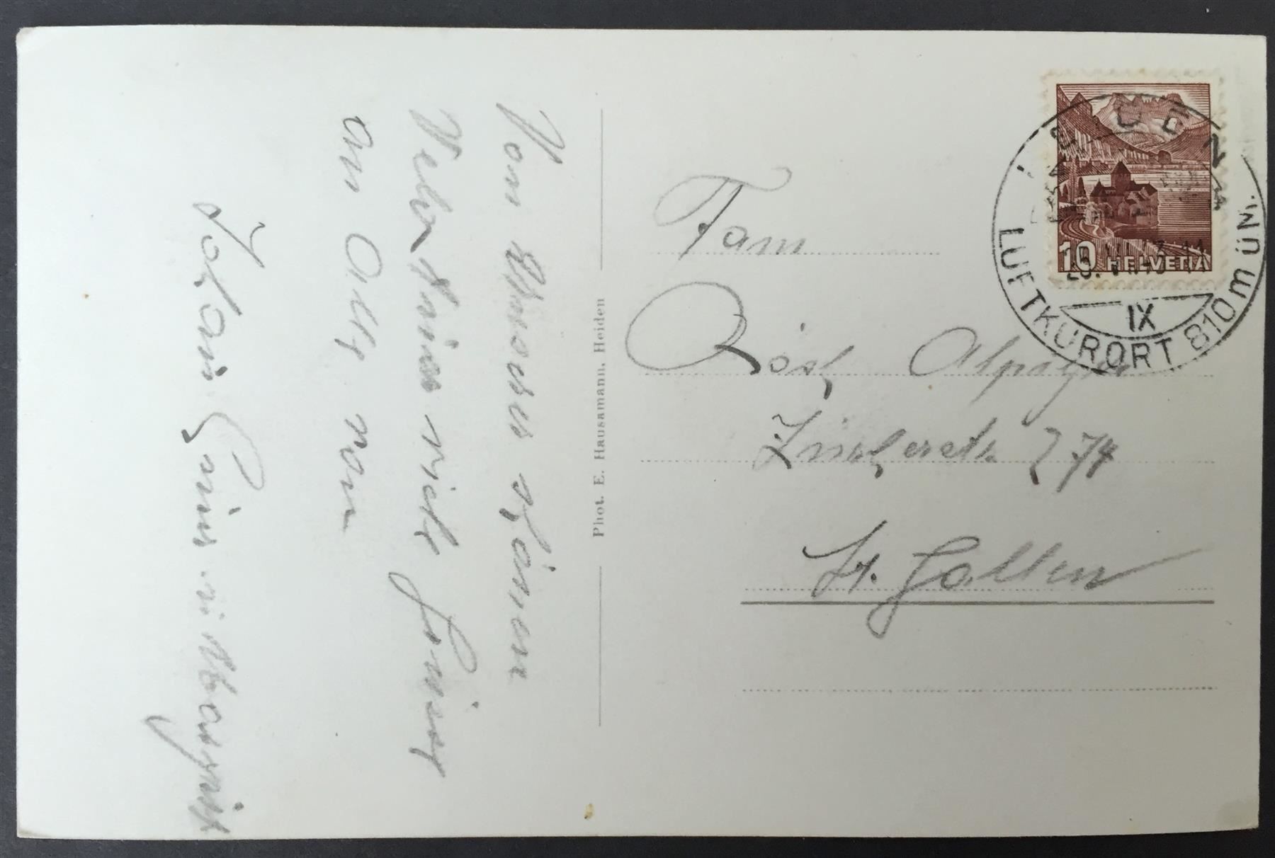 Cartoline postali: HEIDEN Phot. E. Hausamann – Usato da Jona venduto da philajona 1