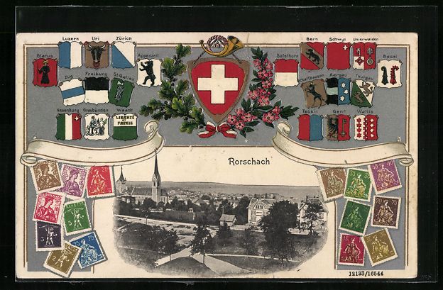 Cartes postales: Rorschach, Ortsansicht mit Briefmarken – D'occasion à Berlin par bartko-reher