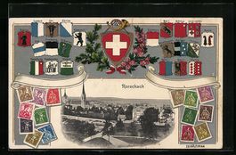 Rorschach, Ortsansicht mit Briefmarken