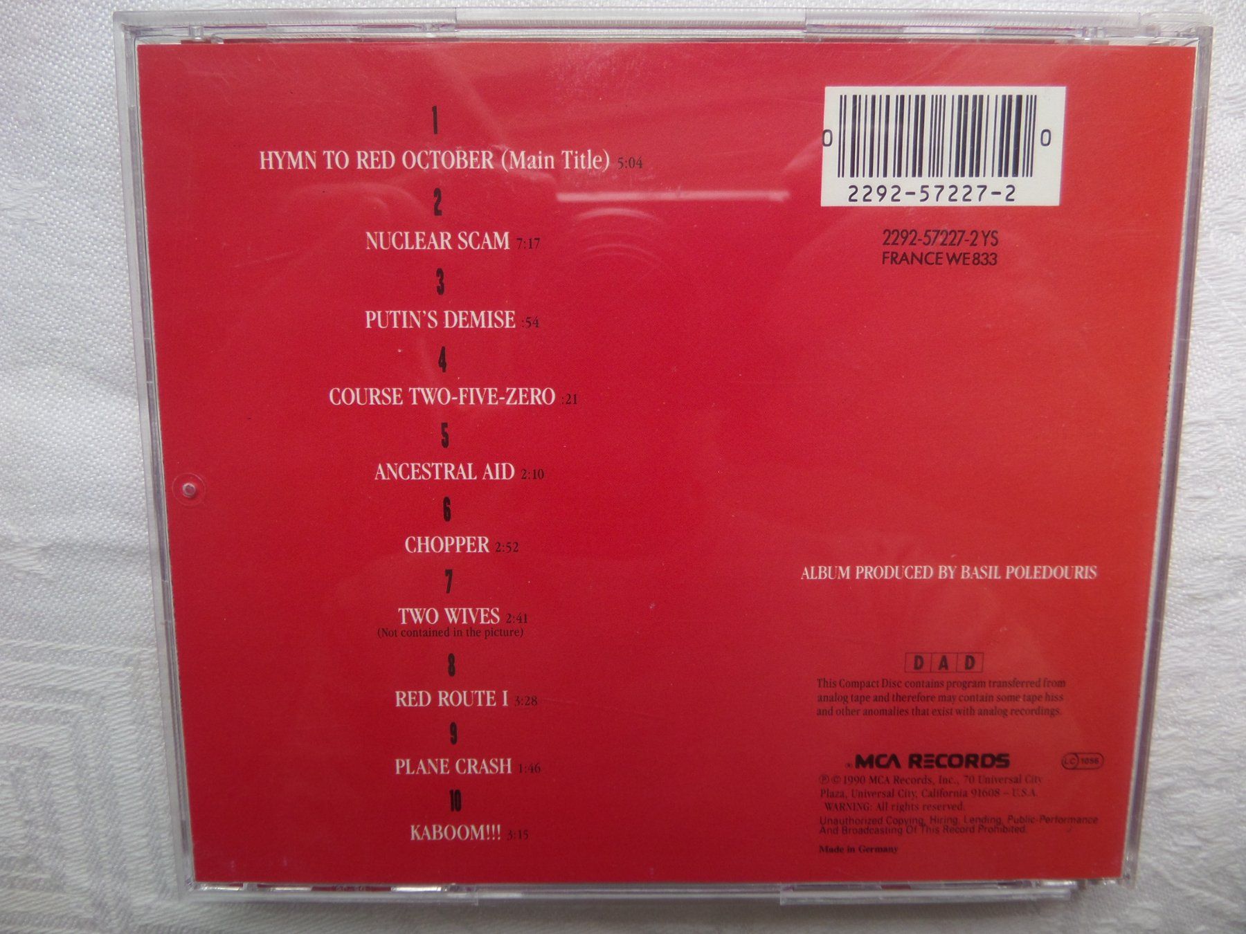 CD: Basil Poledouris - The Hunt For Red October – Usato da Genève venduto da CDLPBookS 1