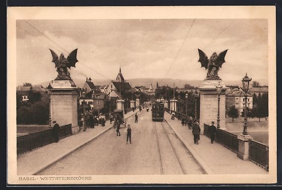 Ansichtskarten: Basel, Wettsteinbrücke mit Strassenbahn – Gebraucht aus Berlin von bartko-reher