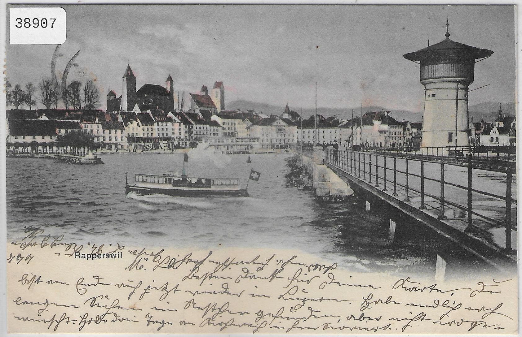 Cartoline postali: Rapperswil - Brücke, Turm und Schiff – Usato da Ettingen venduto da Kartenplanet