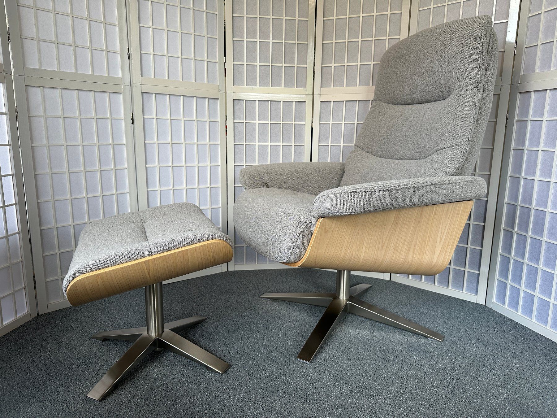 Sessel: Relax Sessel Amasra Stoff grau Eiche hell inkl. Hocker – Neu und originalverpackt aus Unterentfelden von moebelrufli 5