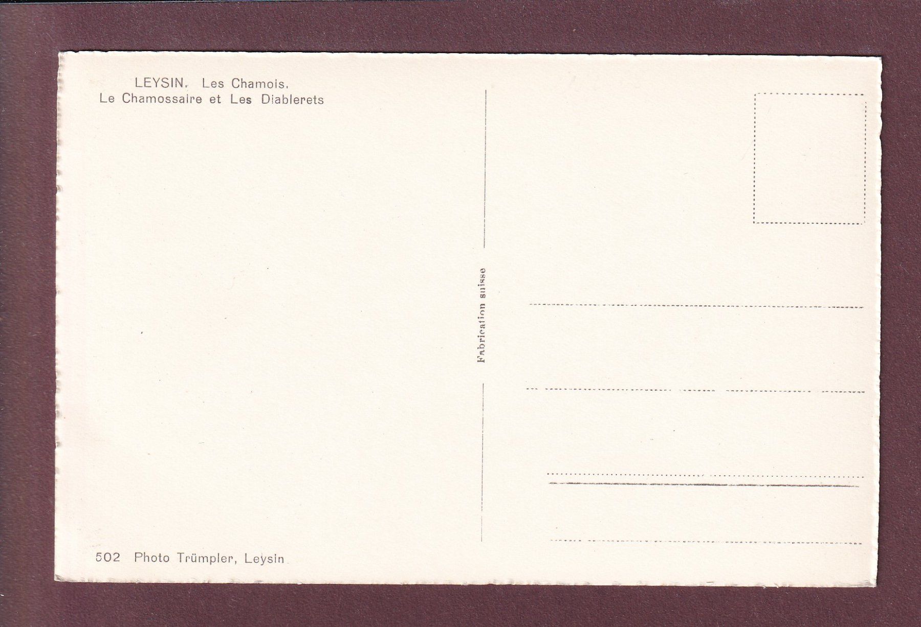 Cartes postales: LEYSIN - Les Chamois - Chamossaire – D'occasion à Pully par nicecards 1