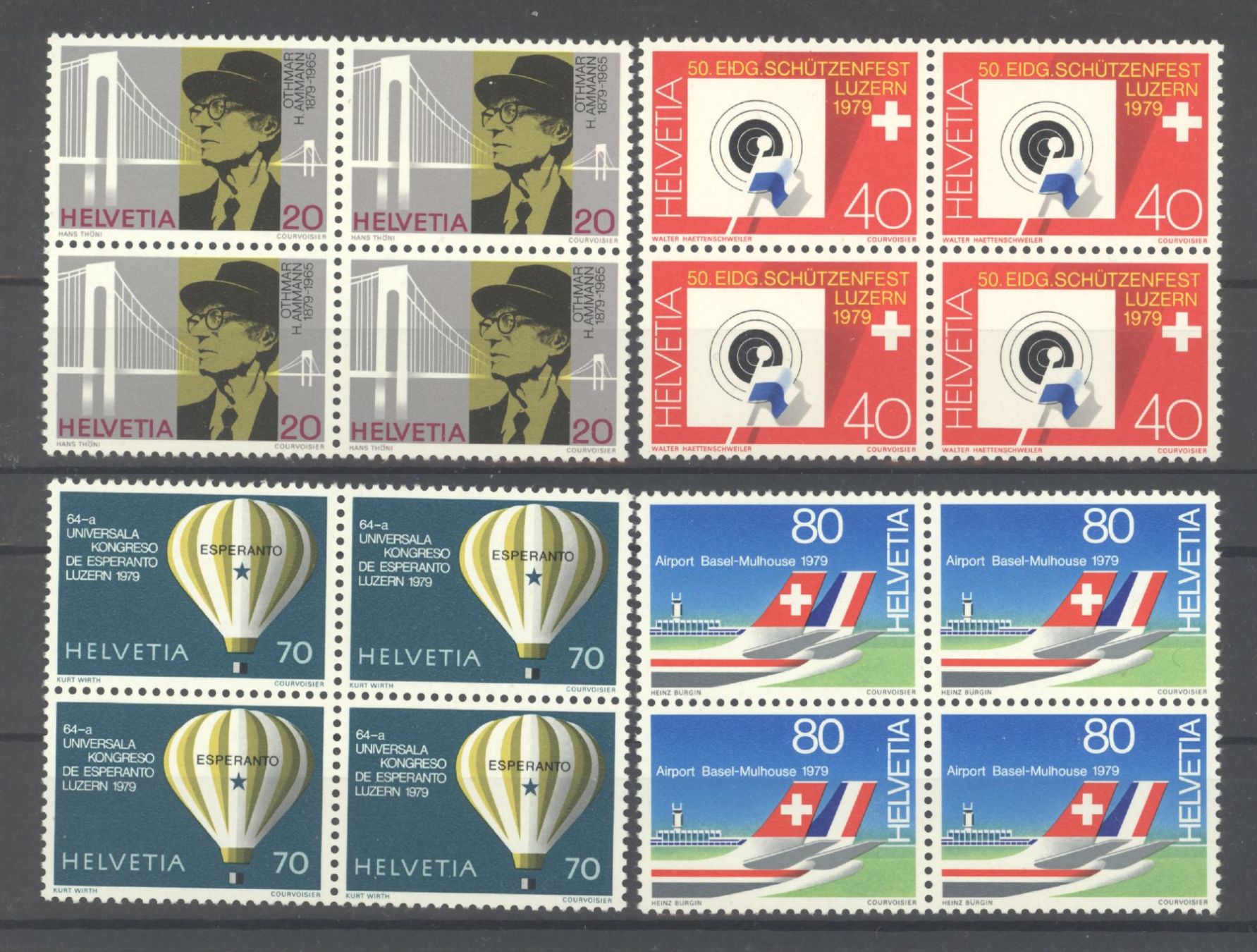 Alle Briefmarken: 1979, Sonderpostmarken I, Viererblöcke ** – Gebraucht aus Willisau von Vollstempel