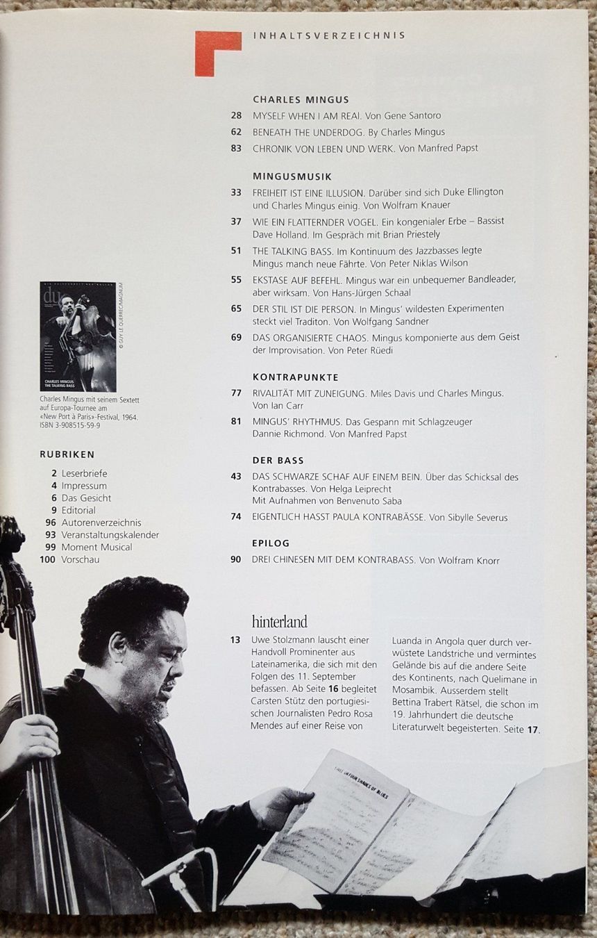 Riviste & Magazine: Du Magazin 2002 Charles Mingus Nr. 723 – Usato da Unterseen venduto da bongmarley 2