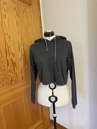 Dunkelgrauer Crop Hoodie, Grösse M