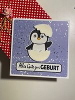 Geburtskarte, zur Geburt, Glückwunschkarte, Pinguin handmade
