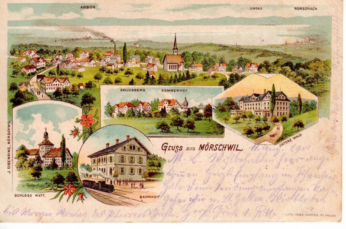 Cartoline postali: Gruss aus Mörschwil 1901 – Usato da Wolhusen venduto da Curver9