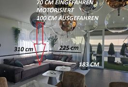 MILANO Sofa Braun mit motorischer Sitztiefenverstellung