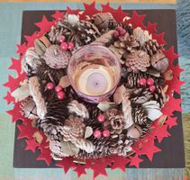 Weihnachtsdeko Adventskranz mit Glaswindlicht