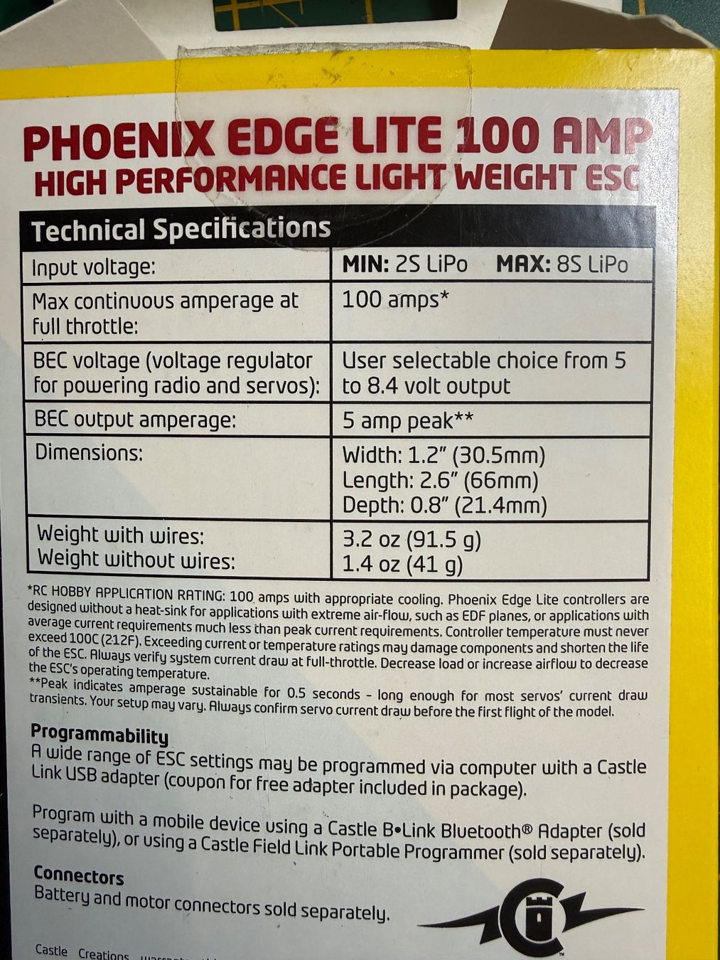 RC Modellbau: Castle Phoenix Edge LITE 100A 8S Brushless ESC mit BEC – Neu und originalverpackt aus Rombach von mobsi13 2