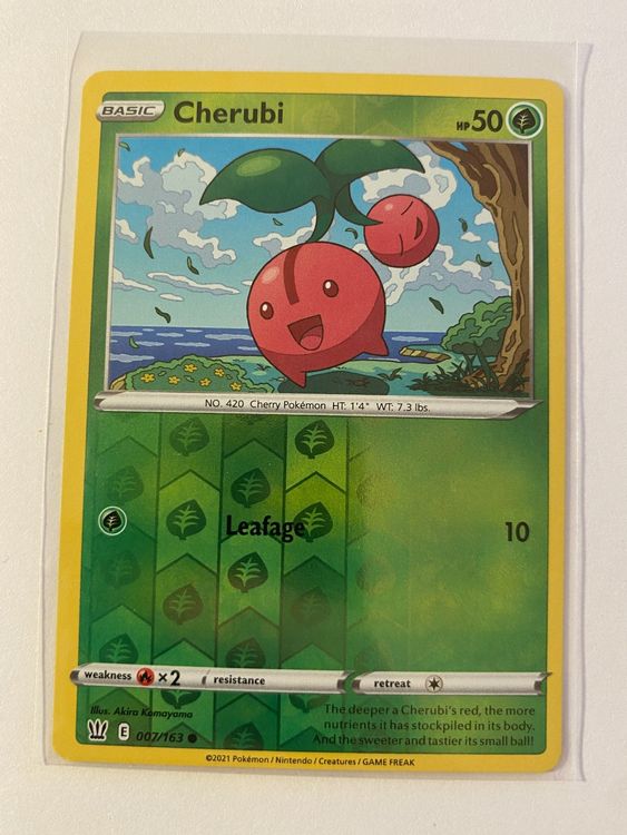 thumbnail image 2 of Pokemon Cherubi - 007/163 - Reverse Holo - Battle Styles - NM/Mint Condition 2 of 4