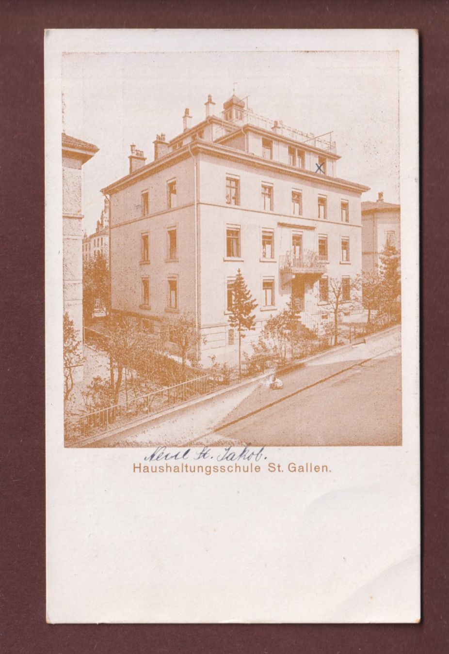 Ansichtskarten: ST. GALLEN - Haushaltungsschule - 1919 // Eckbug // – Gebraucht aus Pully von nicecards
