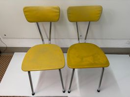 Vintage Retro Küchenstuhl gelb