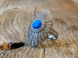 Ring Opal u Zirkonia 925 Silber einmalig schön Grösse: 57
