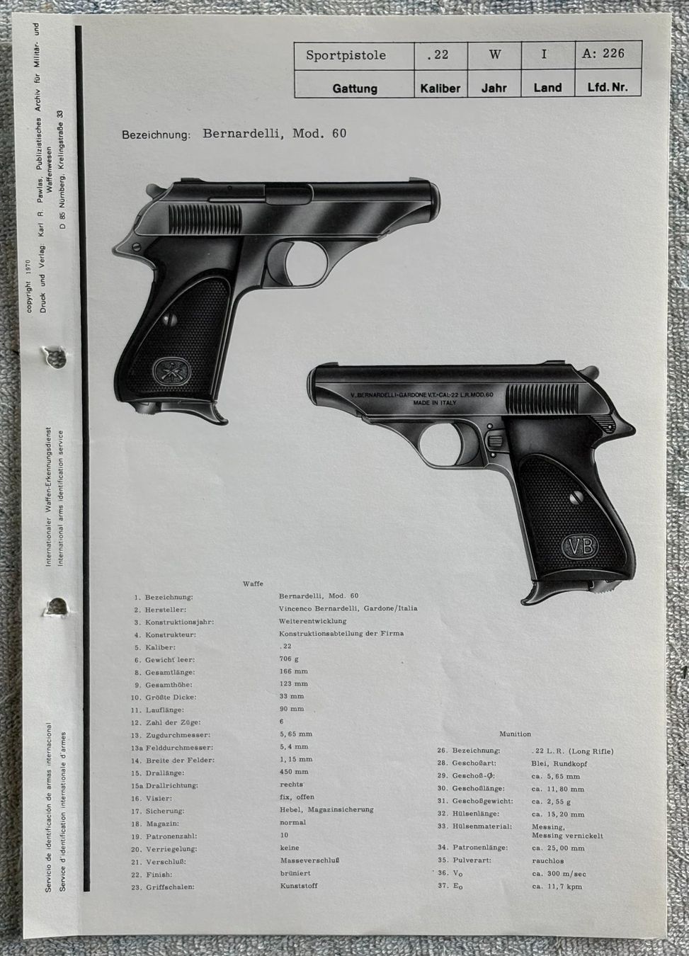 Stichwaffen: BERNARDELLI MOD 60 – Gebraucht aus Ostermundigen von wini63 1