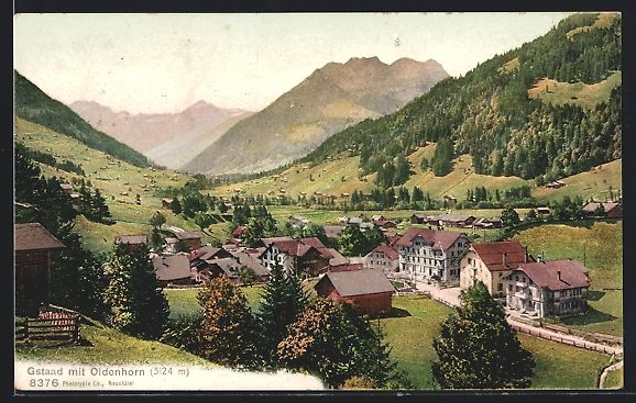 Cartoline postali: AK Gstaad, Teilansicht mit Oldenhorn – Usato da Berlin venduto da bartko-reher