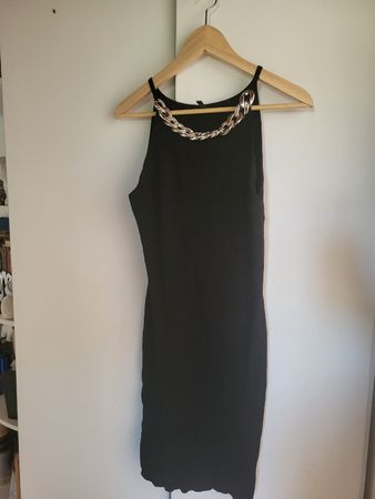 einfaches schwarzes Trägerkleid XL