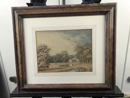 Spitzen Aquarell 1861 mit Monogramm SN