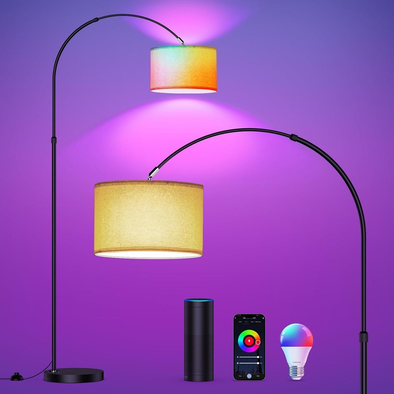 Lampade: Bogen Design Stehlampe Warmweiss & RGB 175cm dimmbar E27 9W – Nuovo e nell'imballaggio originale da Hundwil venduto da pak_7zvn