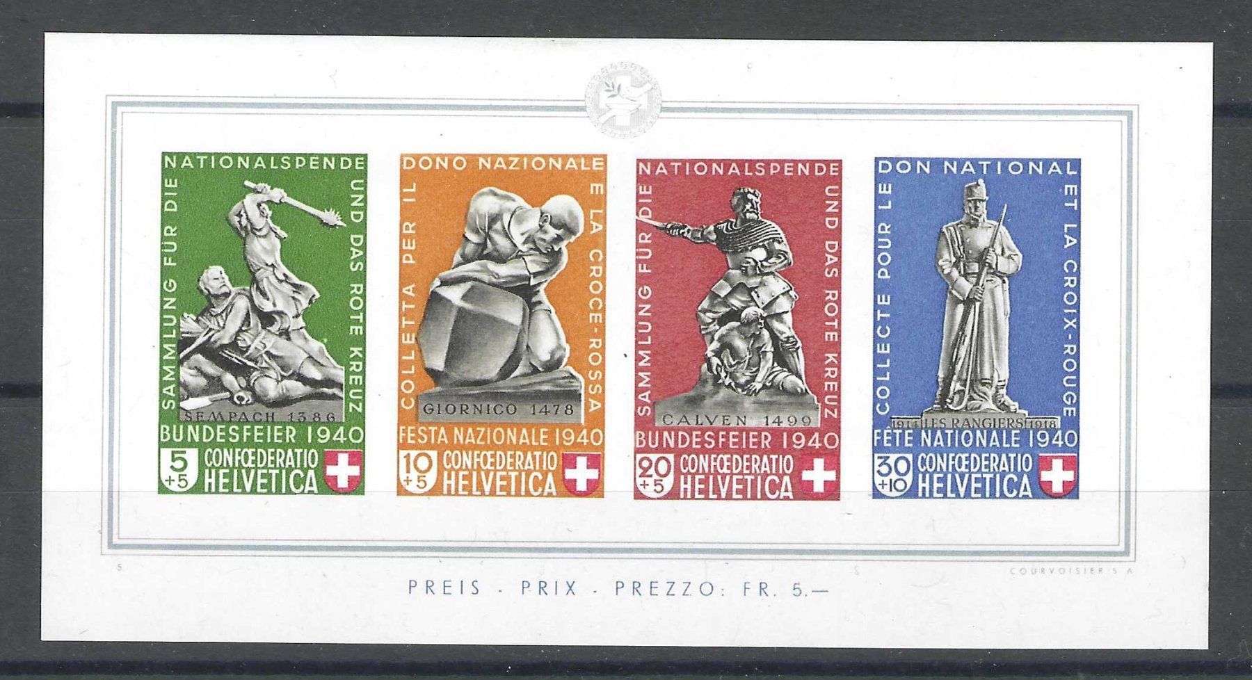 Alle Briefmarken: Bundesfeierblock 1940 Block postfrisch – Gebraucht aus Wildhaus von Brunphil